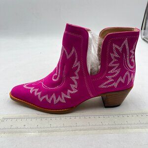 Hot Pink Cowboy Boots for Women Cowgirl Ankle Western Embroidered Stitched Boot